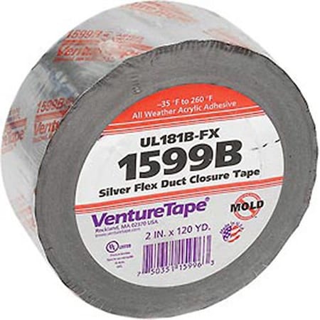 3M Venturetape 3M VentureTape1599B-G669  UL181B-FX FlexDuct Tape, 2 IN x 120 Yards, Sliver 7100043760